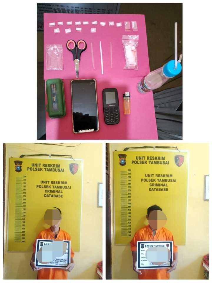 Dua Terduga Pelaku Narkotika Dengan Barang Bukti Sekitar  1.82 Gram Tak Berkutik Pada Personil Polsek Tambusai