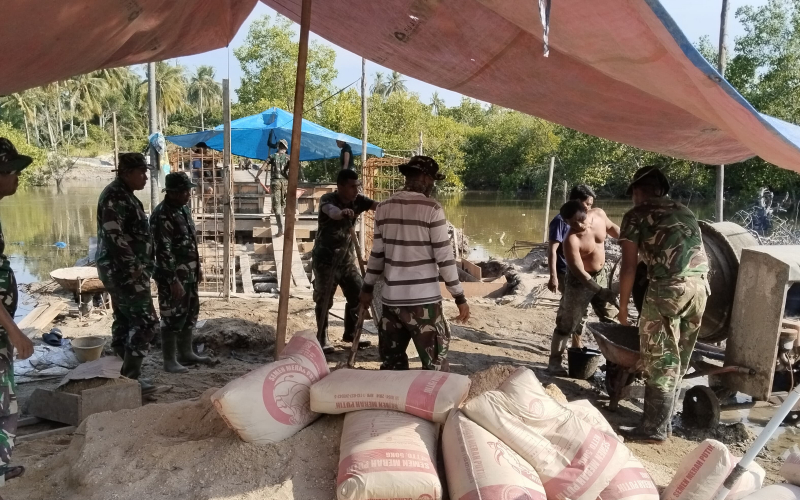 Pembangunan Jembatan Gantung Garuda di Sei Sembilan Terus Berjalan, Dandim Dumai: Wujud Kepedulian TNI