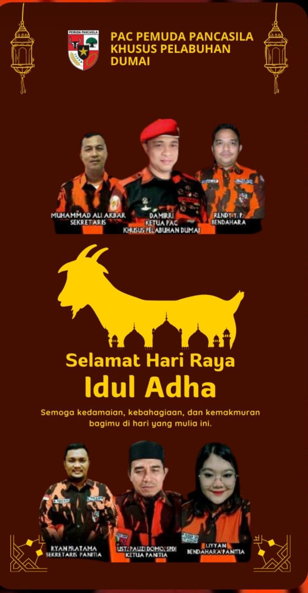 PAC Pemuda Pancasila Khusus Pelabuhan Dumai Bagikan Daging Qurban Idul Adha 1443 H