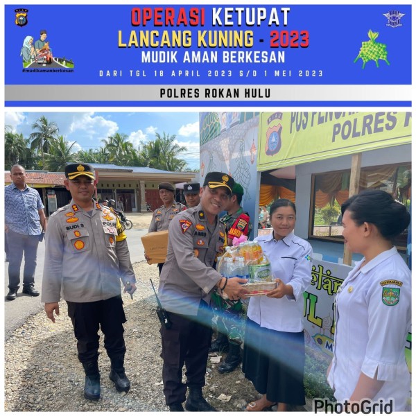 Arus Mudik Berjalan Lancar, Kapolres Rokan Hulu Cek pospam Lebaran di Simpang TB Tandun
