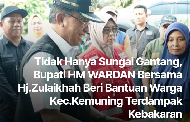 Bupati Inhil Serahkan Bantuan Terdampak Kebakaran Di Kecamatan Kemuning Dan Kempa