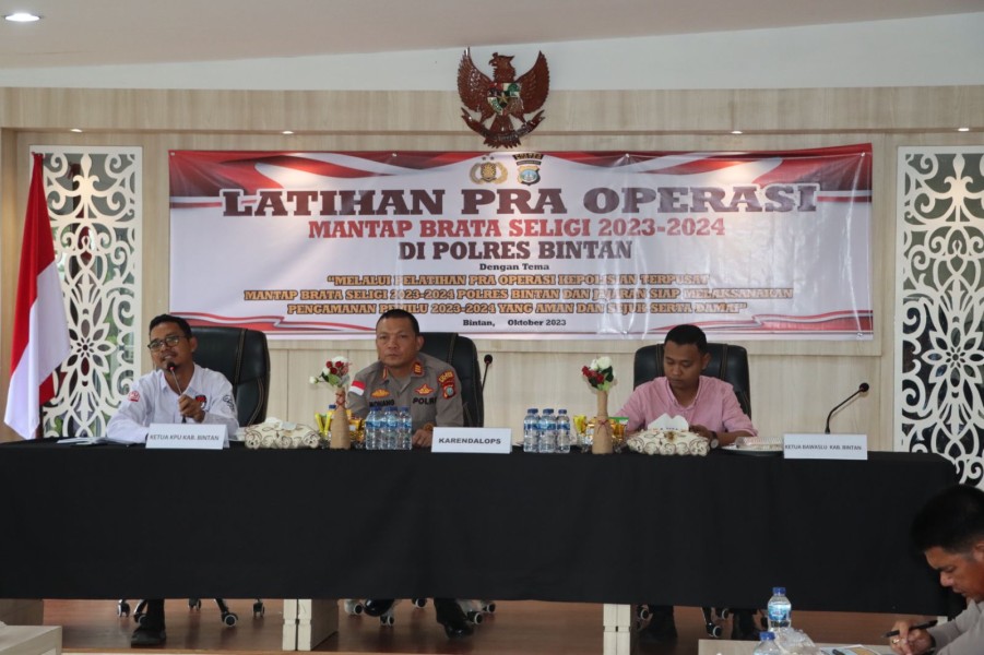 Polres Bintan Siap Amankan Pemilu 2024 Melalui Latpraops Mantap Brata Seligi 2023-2024