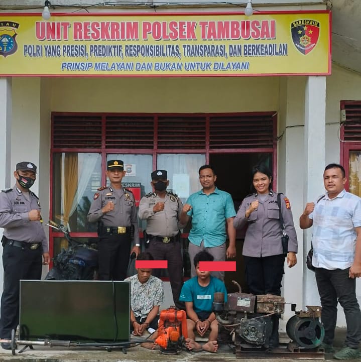 Dua Pelaku Maling Mesin Dompeng Dan Potong Rumput Tak Berkutik Saat Dijemput Unit Reskrim Polsek Tambusai
