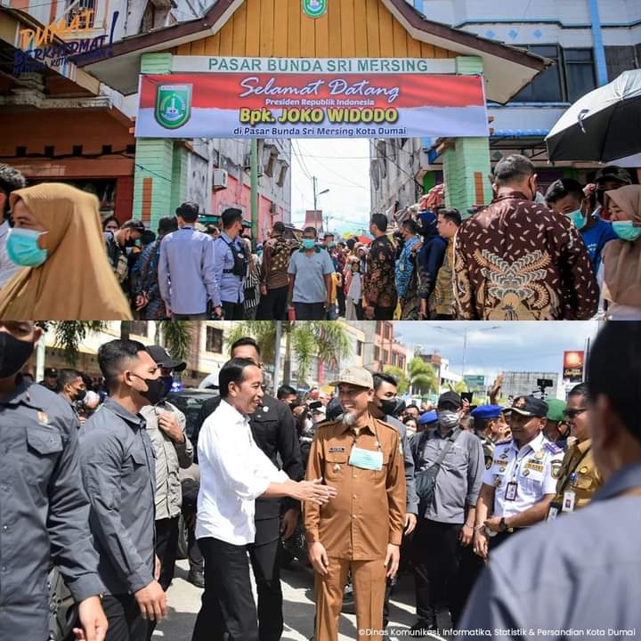 Presiden RI Ir Joko Widodo Tinjau Aktivitas Pedagang Pasar Bunda Sri Mersing Kota Dumai