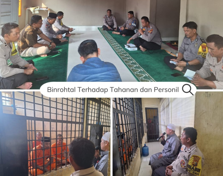 Polsek Rambah Hilir Lakukan Binrohtal Terhadap Tahanan dan Personil Polsek