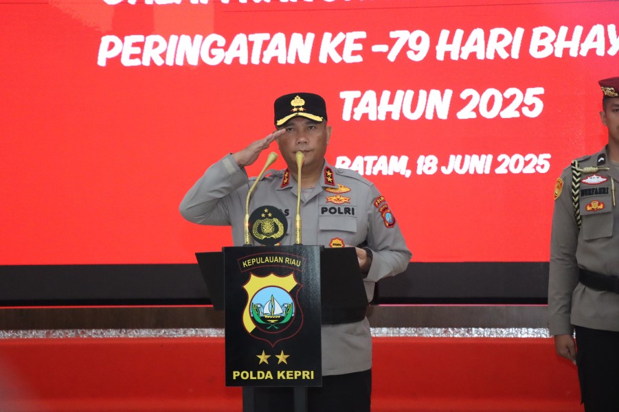 Kapolda Kepri Pimpin Upacara Pemuliaan Nilai Luhur Tribrata Sambut Hari Bhayangkara Ke-79