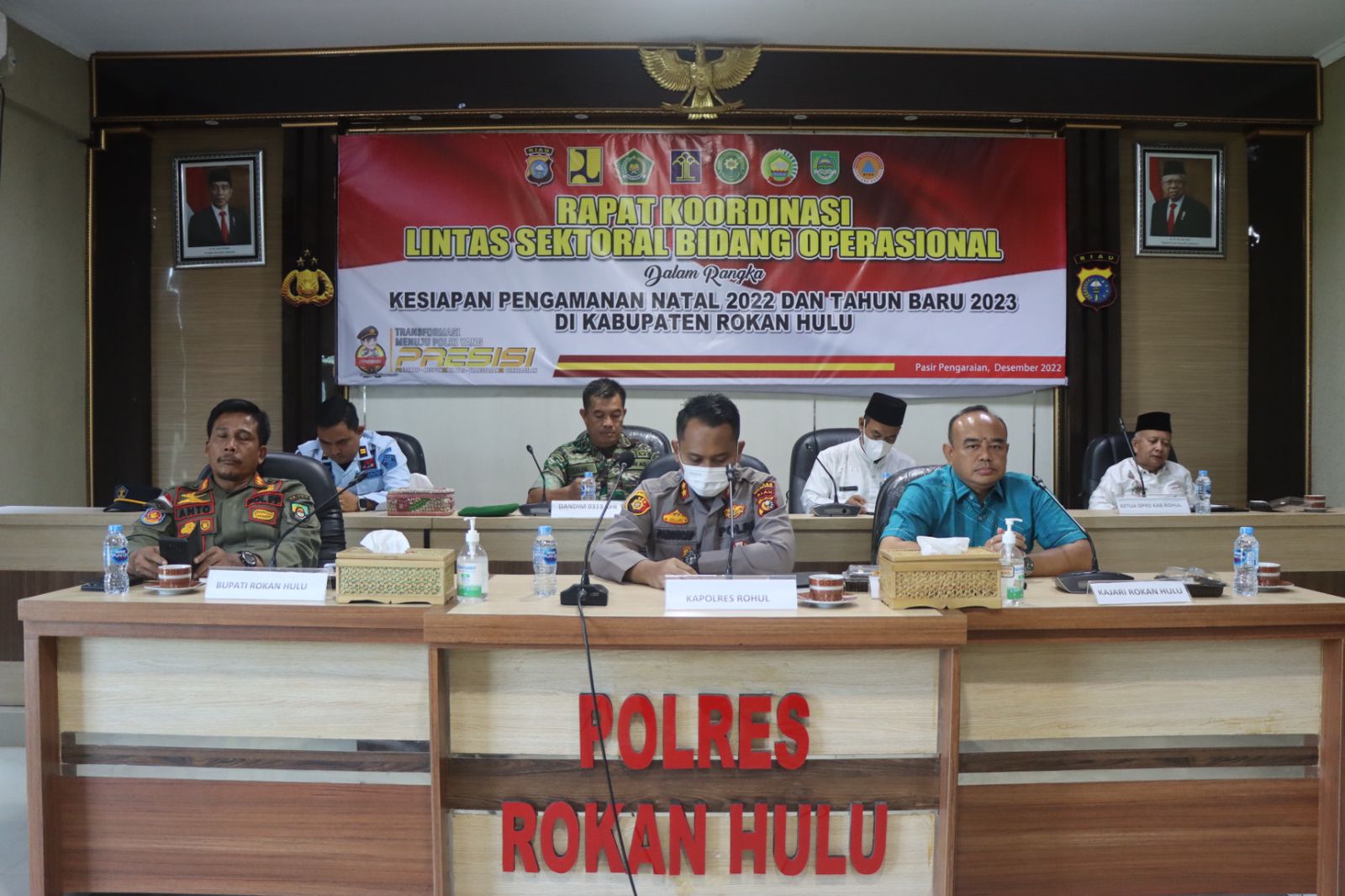 Kapolres Rohul Pimpin Rakor Lintas Sektoral Dalam Kesiapan Pengamanan Nataru  2022-2023