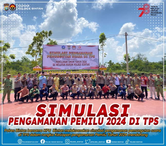 Sukseskan Pemilu 2024, Polres Bintan Lakukan Simulasi Pengamanan TPS.