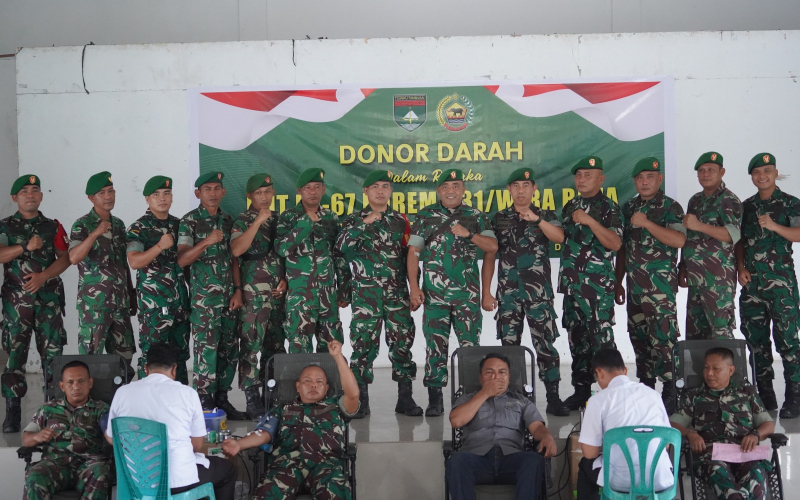 Kodim 0320 Dumai Gelar Donor Darah Sambut HUT Ke-67 Korem 031/Wira Bima