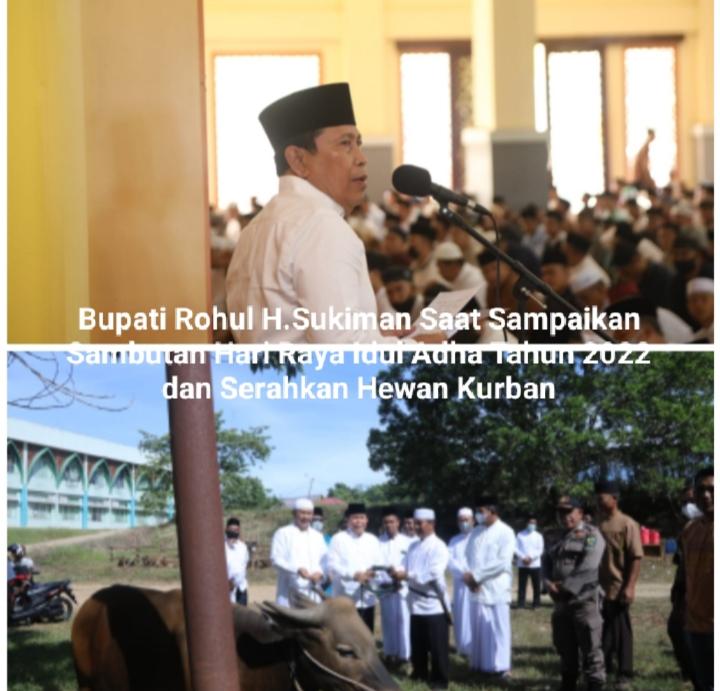 Bupati Rohul H Sukiman Kumandangkan Takbir Idul Adha Di Masjid Agung Islamic Center Pasir Pengaraian