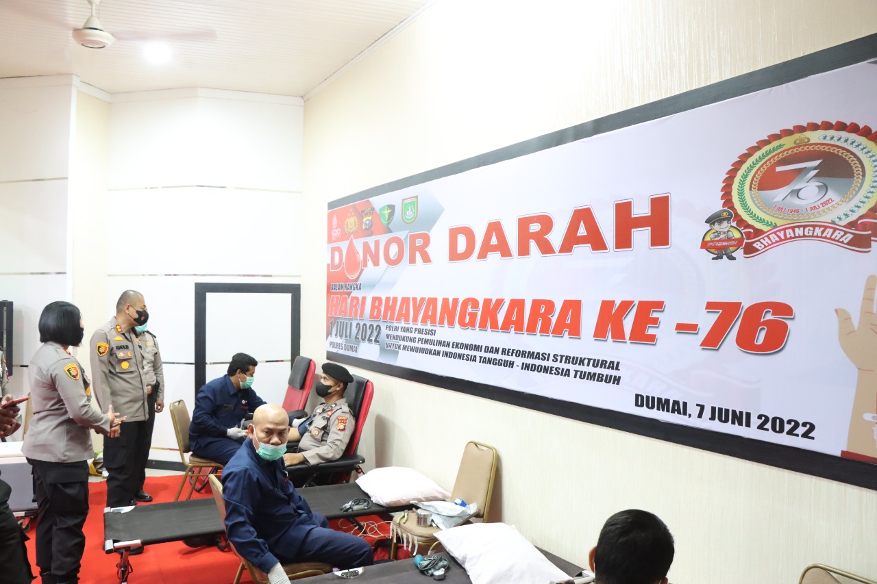 Hari Bhayangkara Ke 76, Polres Dumai Gelar Kegiatan Donor Darah
