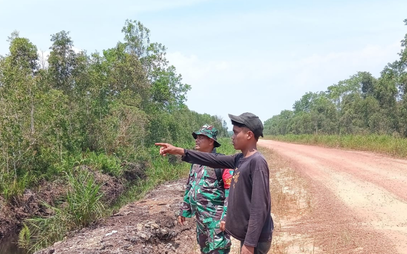 Babinsa Turun Langsung Ingatkan Sanksi Hukum Pembakar Lahan di Guntung