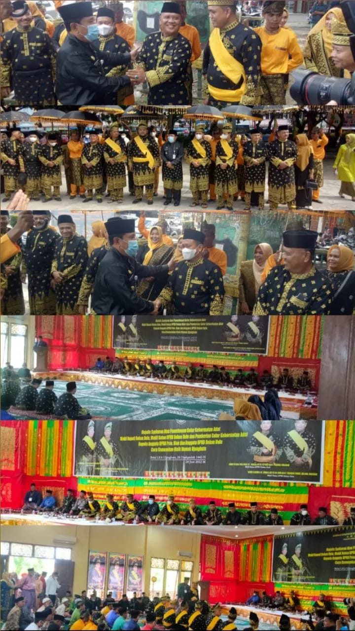 Wakil Bupati Rohul Bersama Wakil Ketua DPRD Terima Gelar Kehormatan Adat