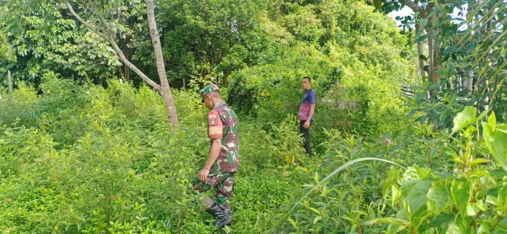Babinsa Koramil 06/Merbau Cek Sumber Air dan Kawal Kawasan Rawan Karhutla Tetap Aman