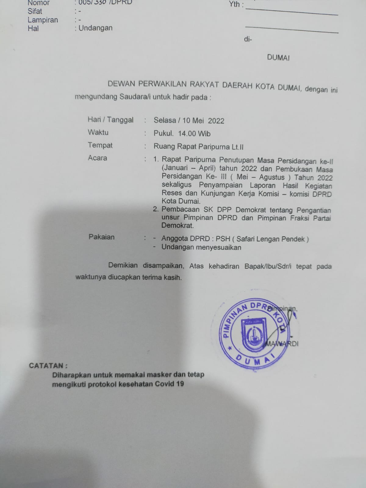 Waduh !!...Agus Purwanto Di 'Depak' Dari Jabatan Sebagai Ketua DPRD Kota Dumai