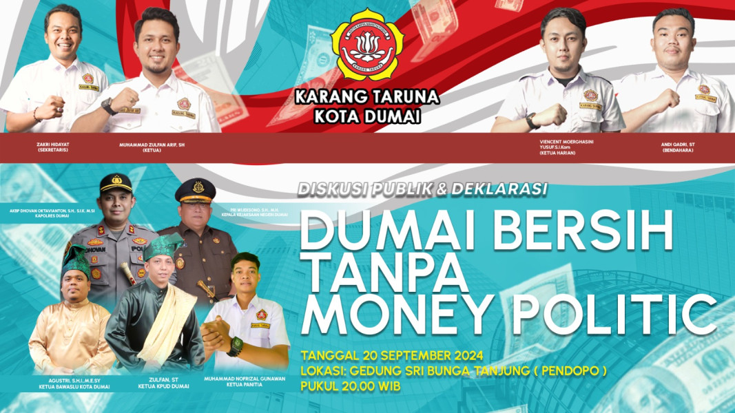 Wujudkan Pilkada Kota Dumai Bersih Tanpa Money Politik, Karang Taruna Kota Dumai Gelar Diskusi Publik dan Deklarasi