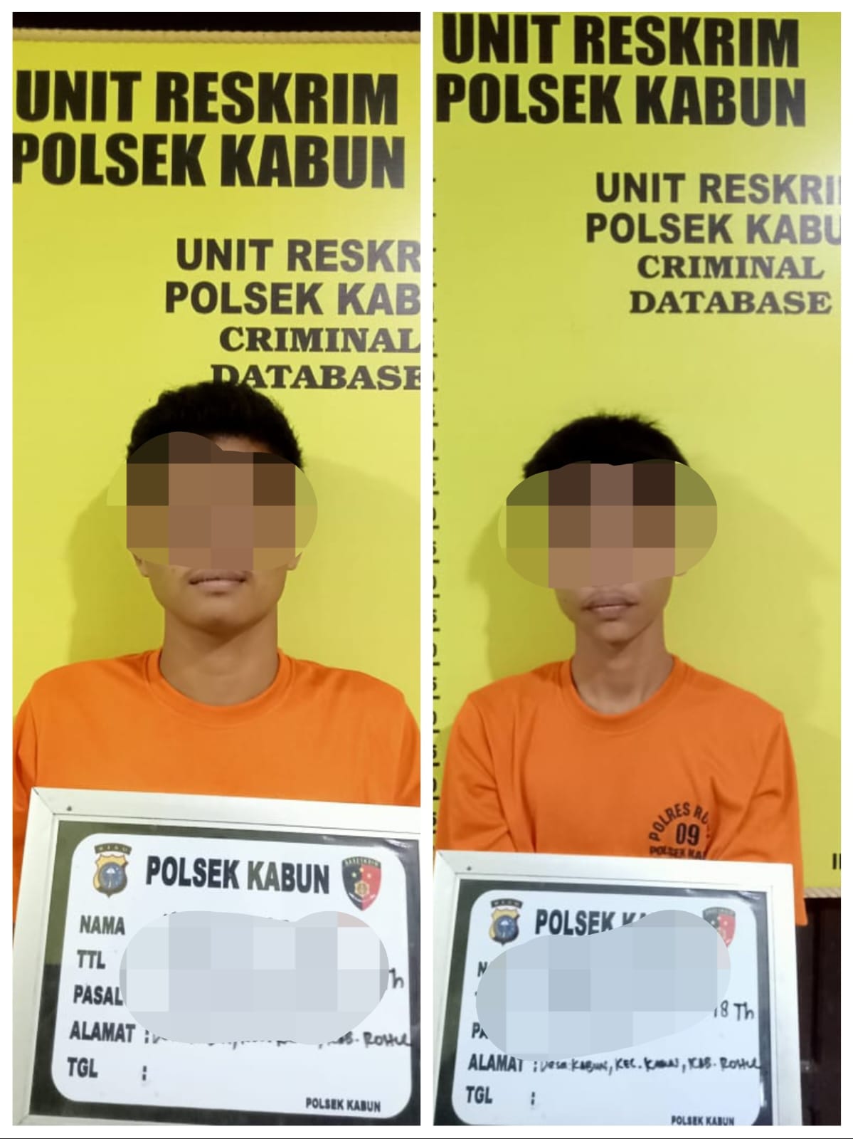 Dua Pria Tersangka Curat Hand Phone di Simpang Kalda Ditangkap Personil Polsek Kabun