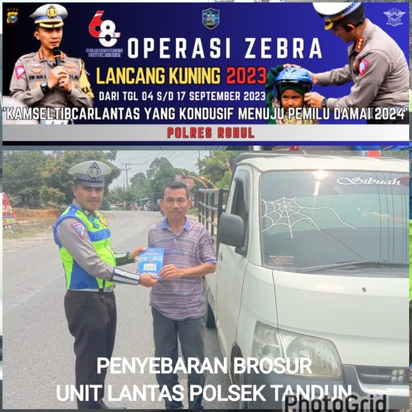 Tim Ops Zebra LK 2023 Polres Rohul, Giat Penyebaran Brosur Kamseltibcarlantas Dan Penempelan Striker Tertib Lalulintas