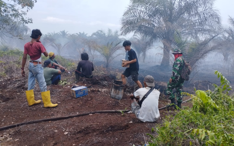 Kodim Dumai Laksanakan Pemadaman dan Pendinginan Karhutla Hari Kedua di Lubuk Gaung