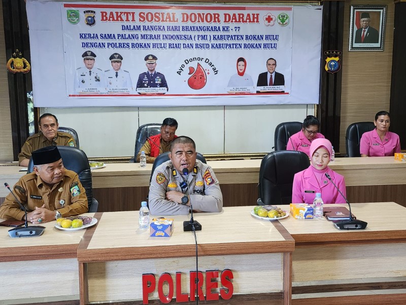 Sambut Hari Bhayangkara Ke 77, Pemkab Dan Polres Rohul Gelar Baksos Donor Daerah