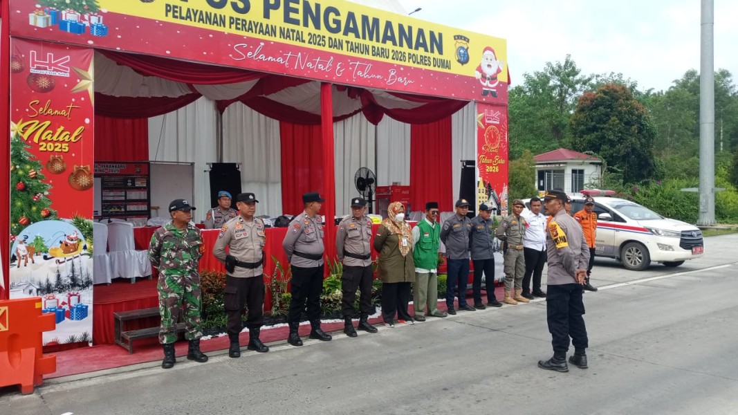 Kodim 0320 Dumai Kerahkan Babinsa Amankan Pos Pam Natal 2025 dan Tahun Baru 2026