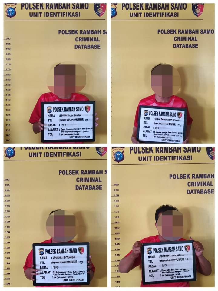 Tengah Asik Bermain Judi Ludo Di Kamar Penginapan Alam Surga, 4 Pria Ini Diciduk Tim Ops Pekat LK2022 Polsek Rambahsamo
