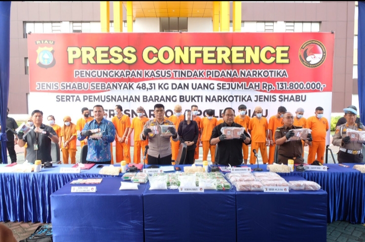 Perang Terhadap Narkoba, Polda Riau Kembali Bekuk 17 Tersangka Dengan Barang Bukti 48 KG Sabu
