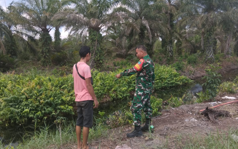 Babinsa Koramil 01/Dumai Patroli Lahan Gambut Cegah Karhutla di Purnama