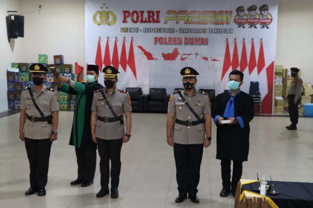 Kapolres Dumai Pimpin Sertijab Kabag Log Dan Kapolsek Dumai Timur